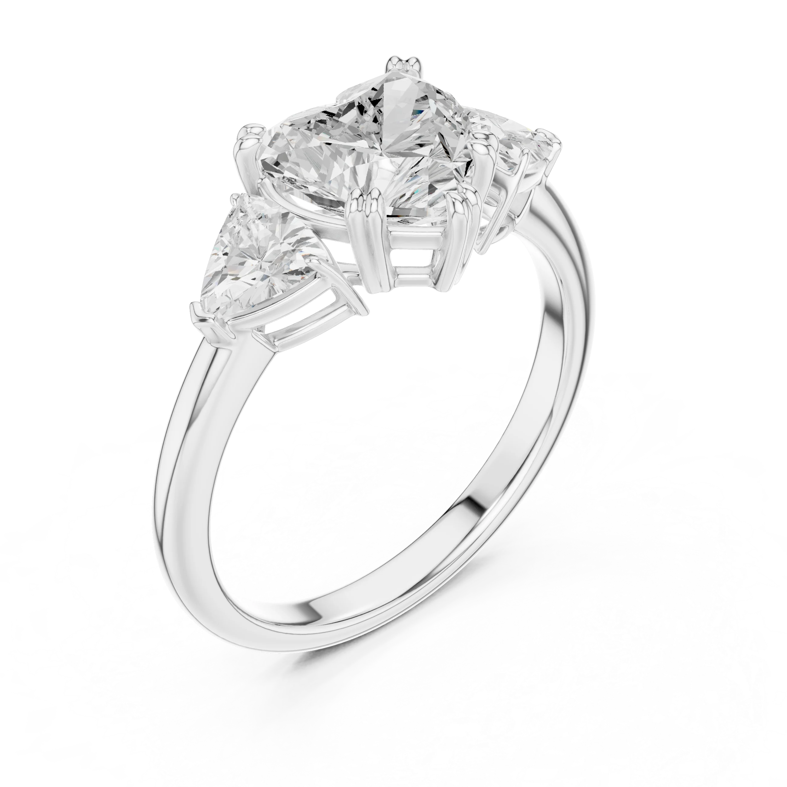 Heart Cut Diamond Three Stone Engagement Ring