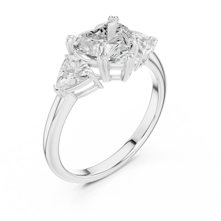 Heart Cut Diamond Three Stone Engagement Ring