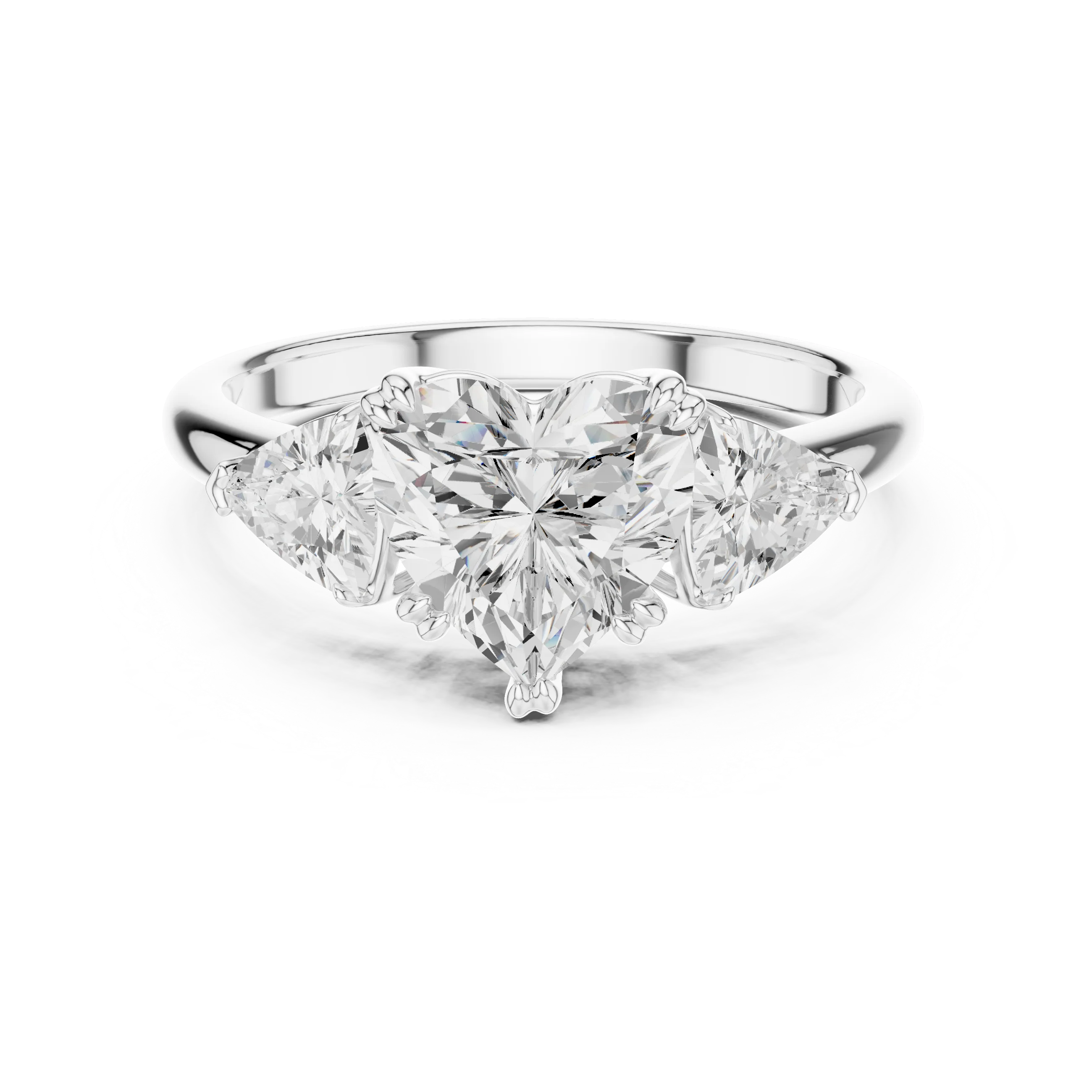 Heart Cut Diamond Three Stone Engagement Ring