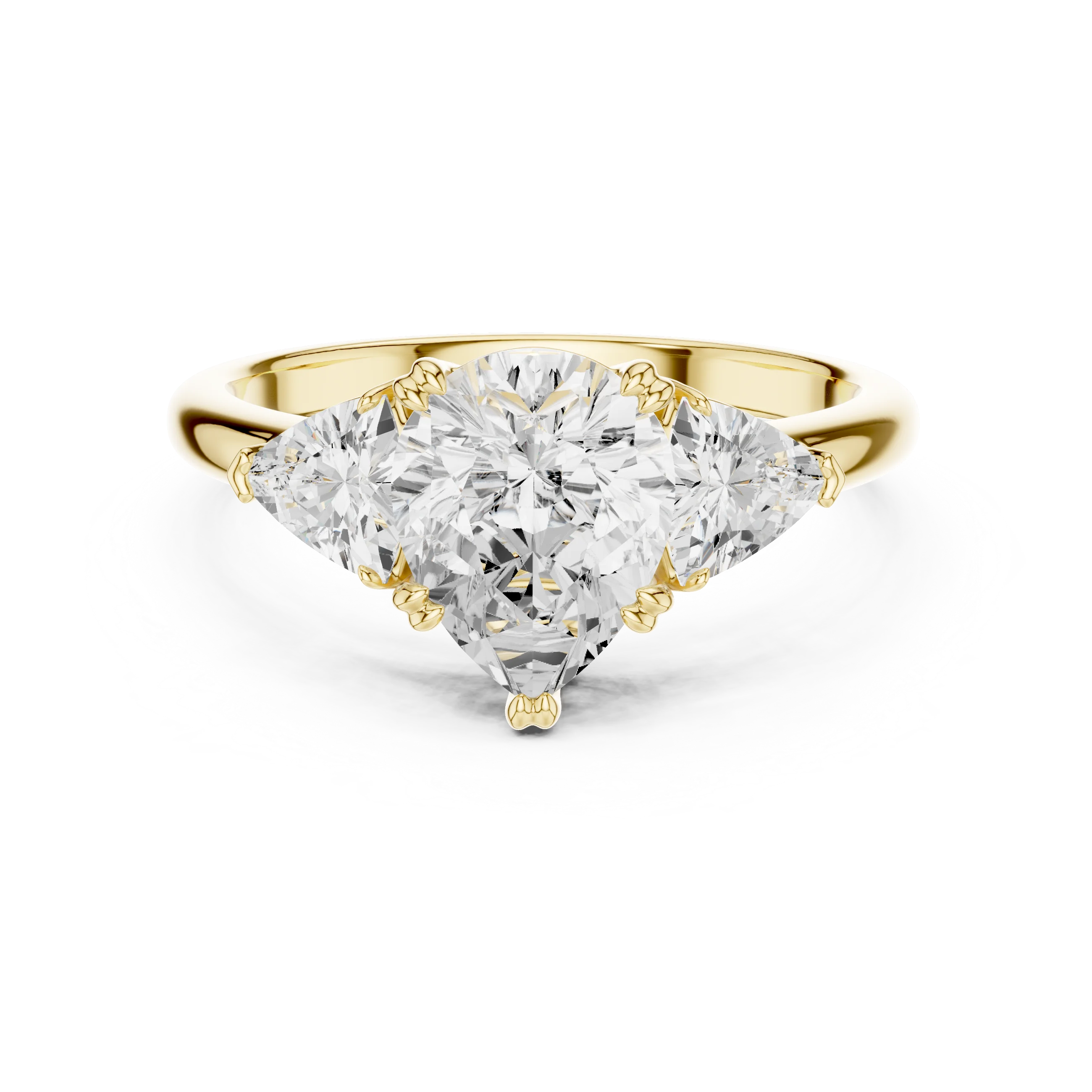 Pear Cut Diamond Three Stone Engagement Ring