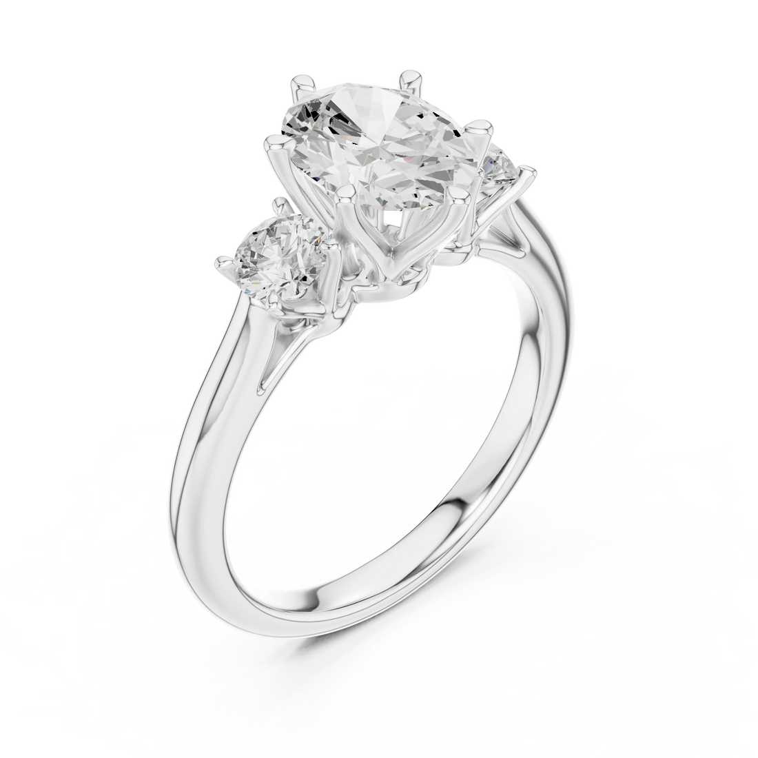 Oval Diamond Three-Stone Engagement Ring