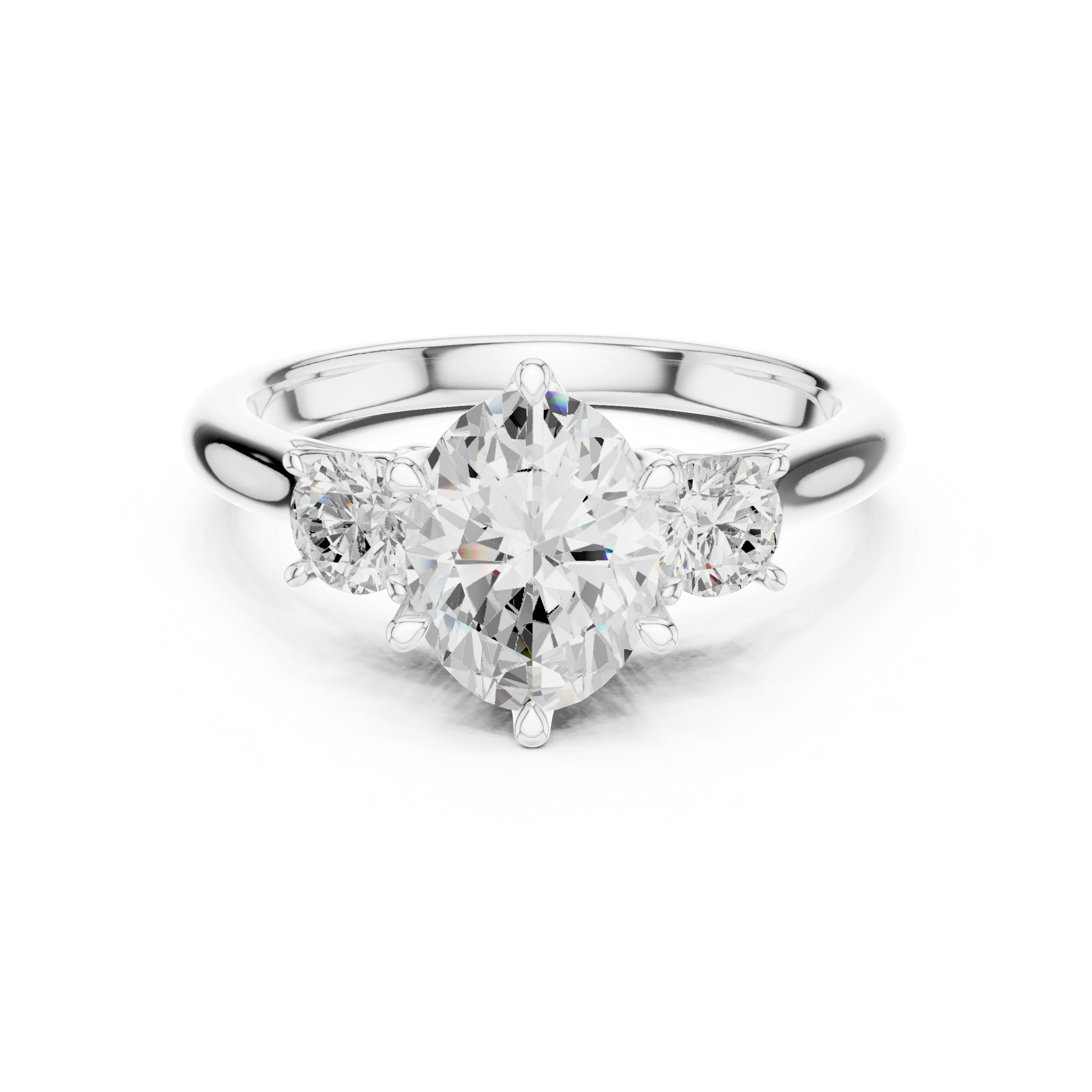 Oval Diamond Three-Stone Engagement Ring