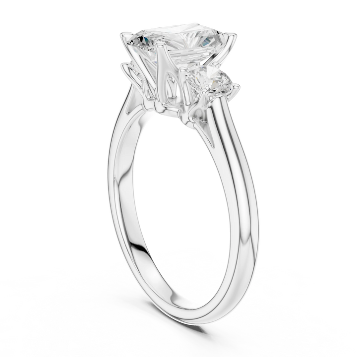 Radiant Diamond Three-Stone Engagement Ring