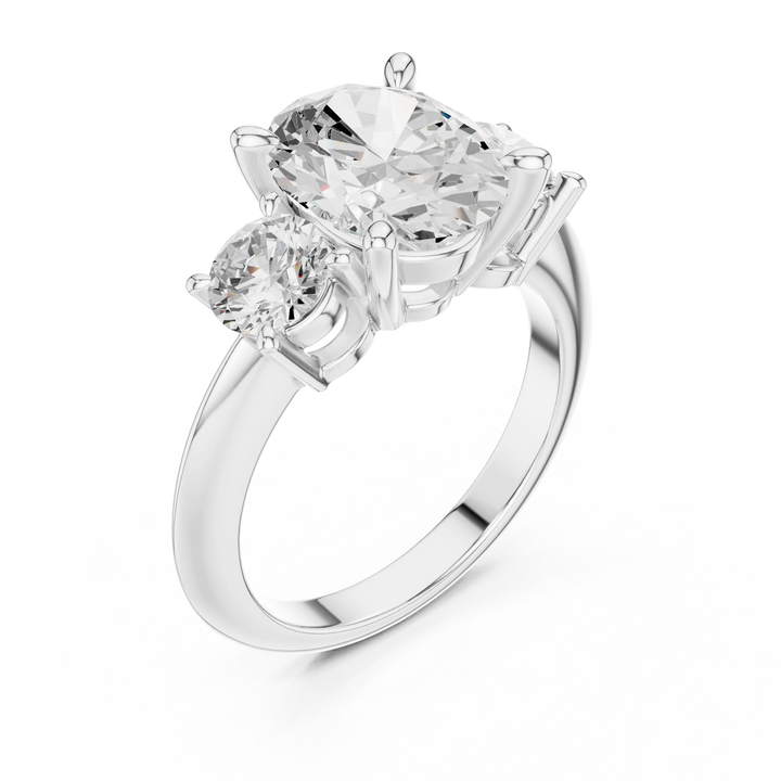 Oval Cut Diamond Three-Stone Engagement Ring