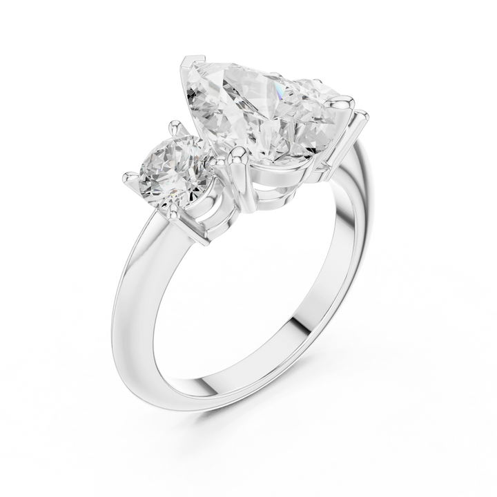Pear Cut Diamond Three-Stone Engagement Ring