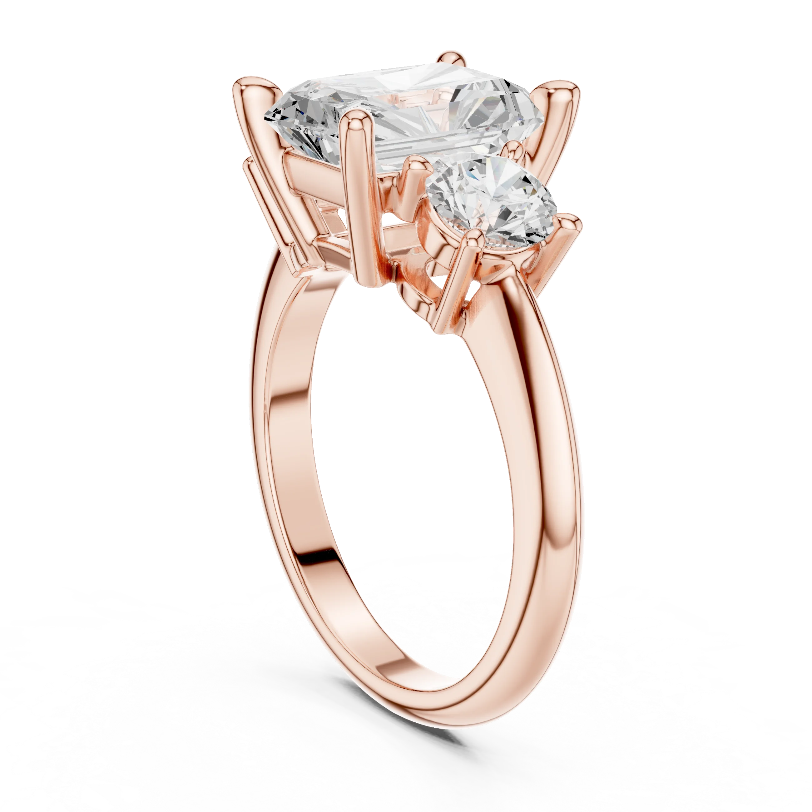 Radiant Cut Diamond Three-Stone Engagement Ring