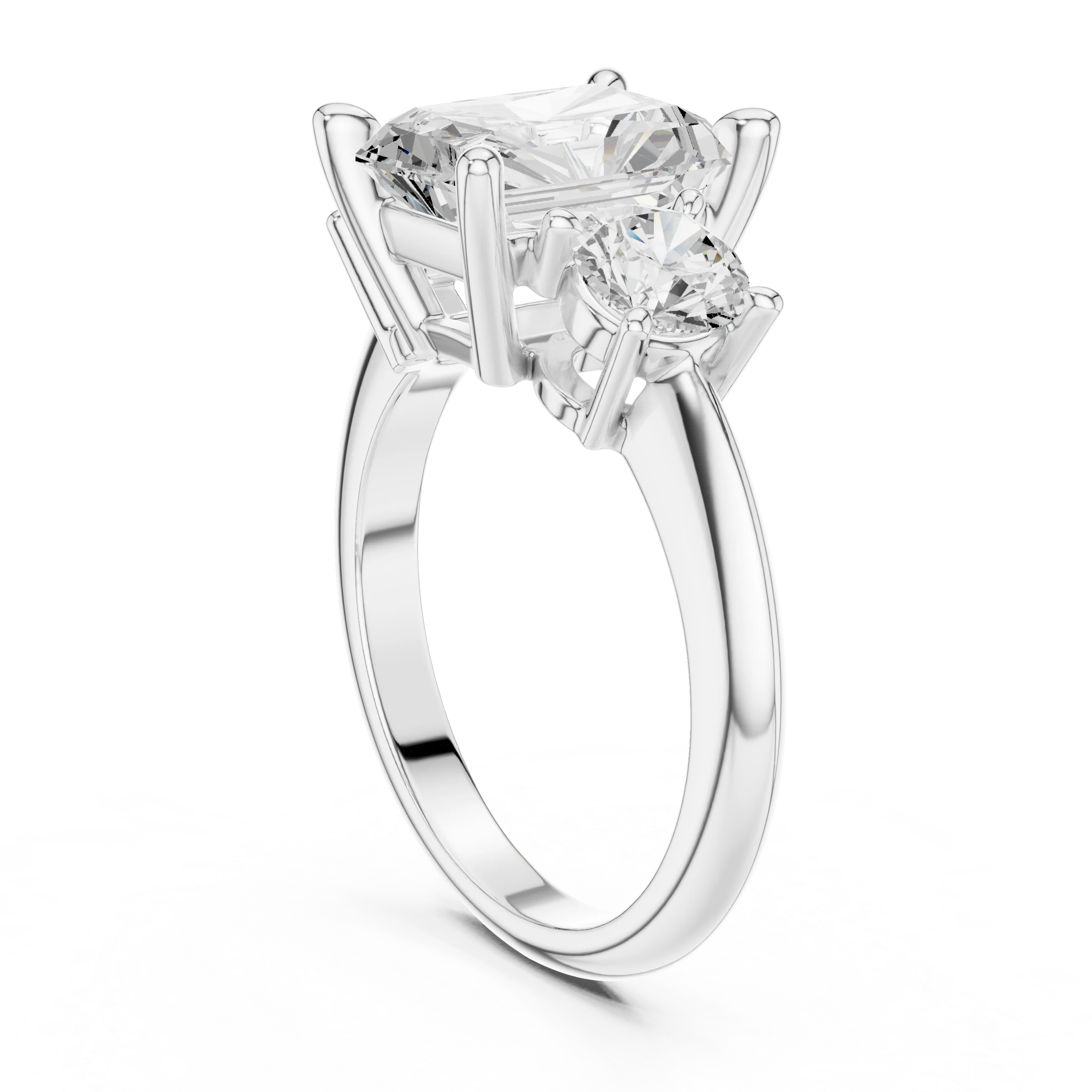 Radiant Cut Diamond Three-Stone Engagement Ring