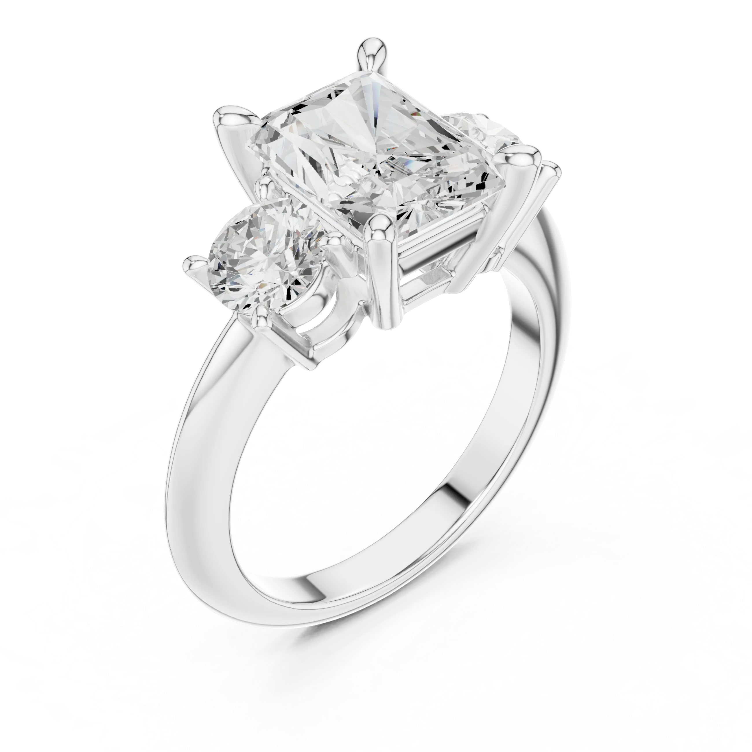 Radiant Cut Diamond Three-Stone Engagement Ring