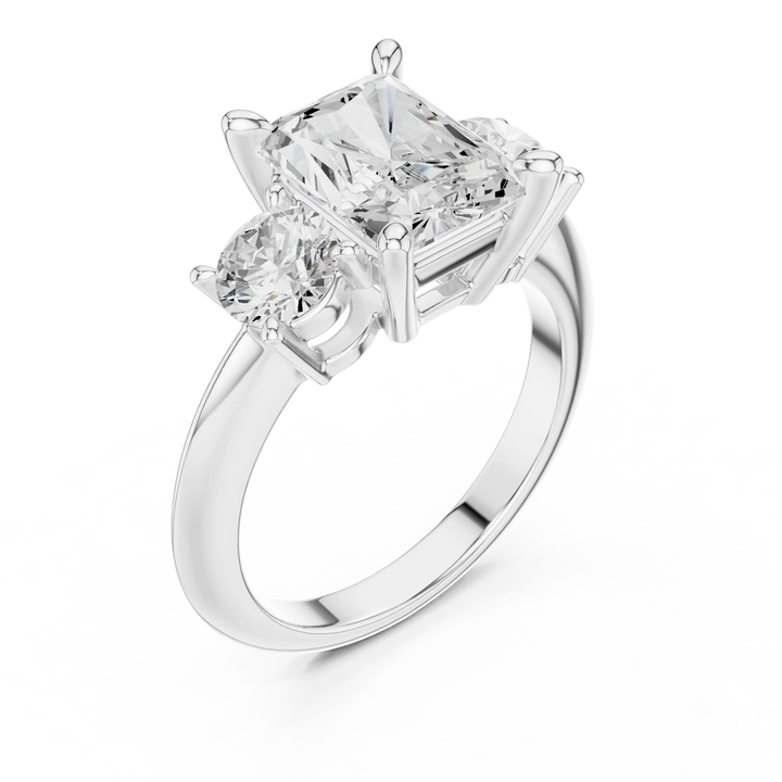 Radiant Cut Diamond Three-Stone Engagement Ring