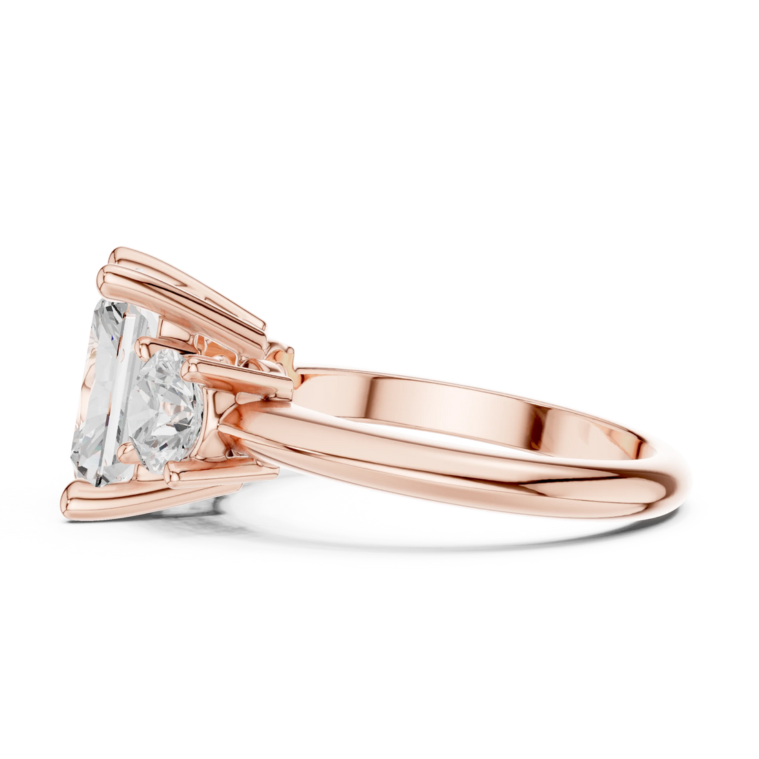 Radiant Cut Diamond Three-Stone Engagement Ring