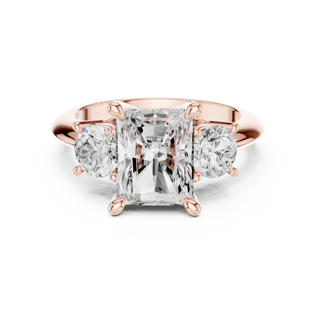 Radiant Cut Diamond Three-Stone Engagement Ring