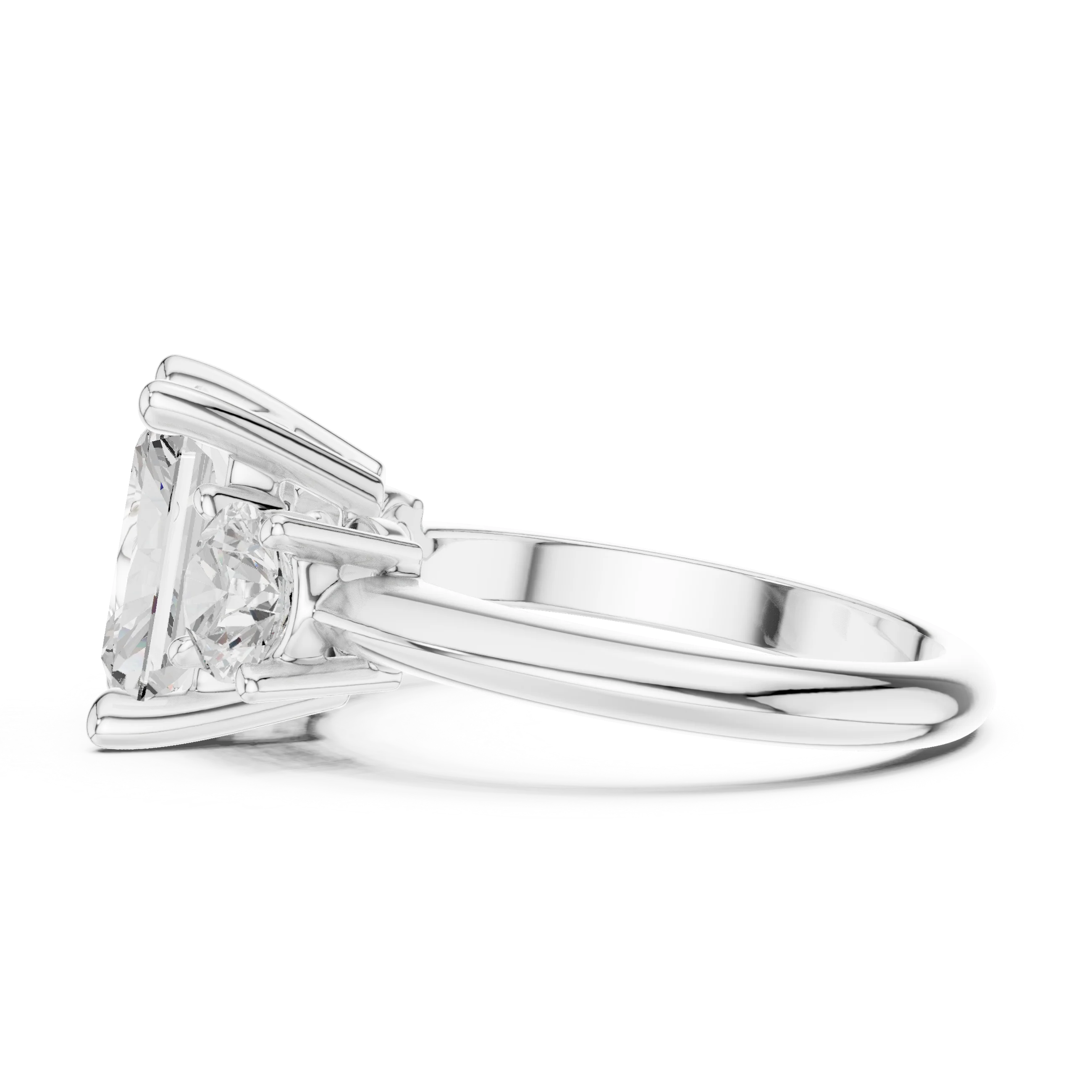 Radiant Cut Diamond Three-Stone Engagement Ring