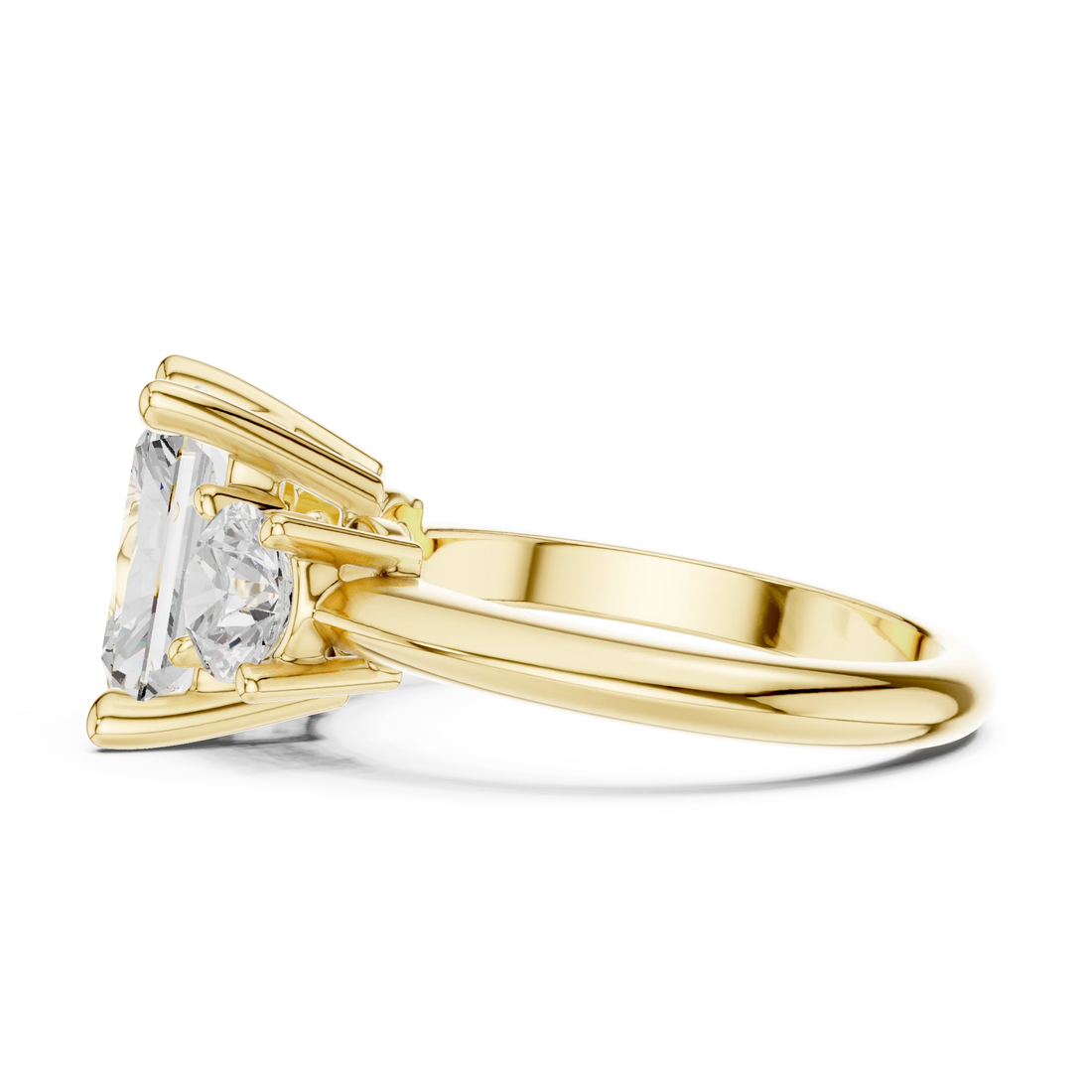 Radiant Cut Diamond Three-Stone Engagement Ring