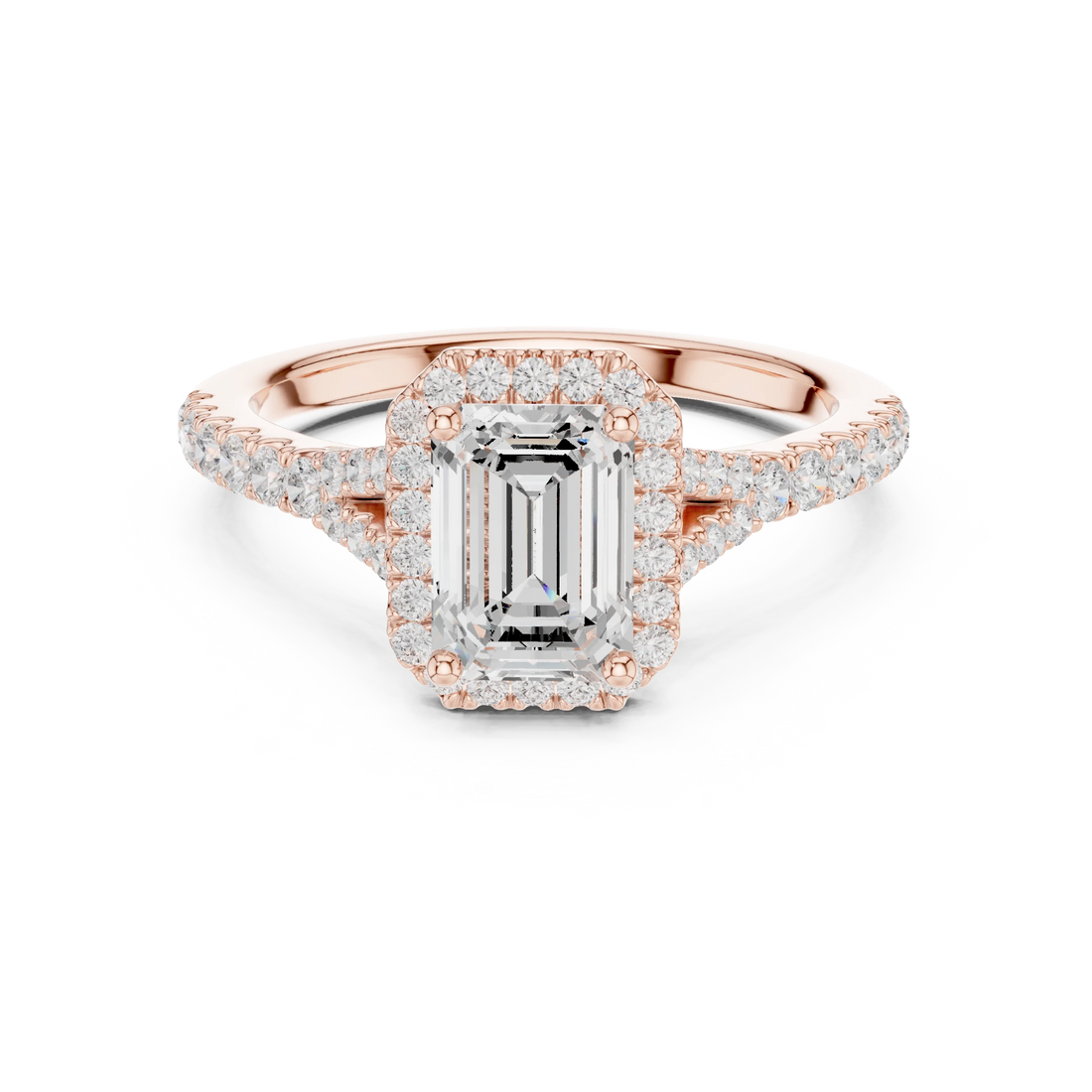 Emerald Cut Diamond Halo Engagement Ring