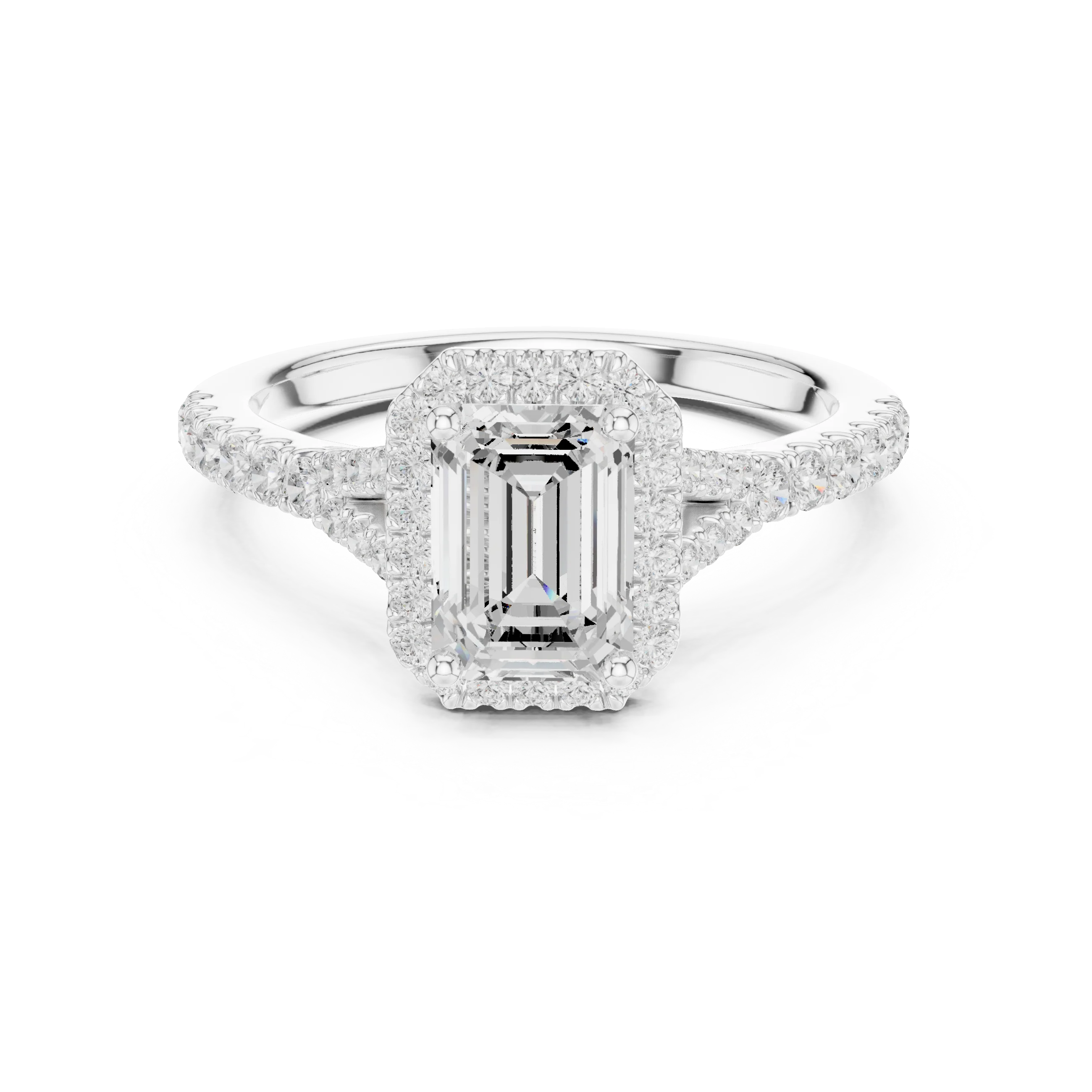 Emerald Cut Diamond Halo Engagement Ring