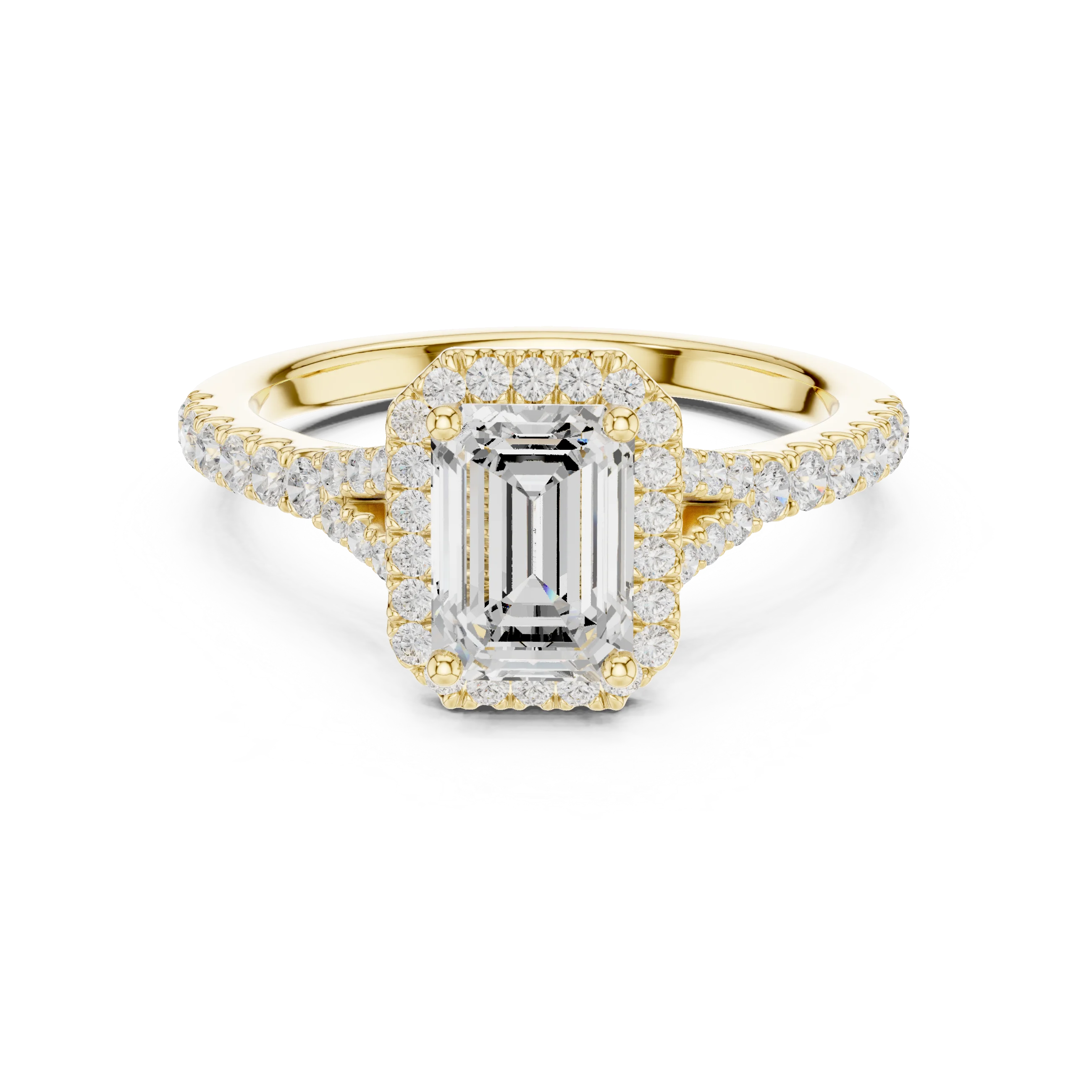 Emerald Cut Diamond Halo Engagement Ring