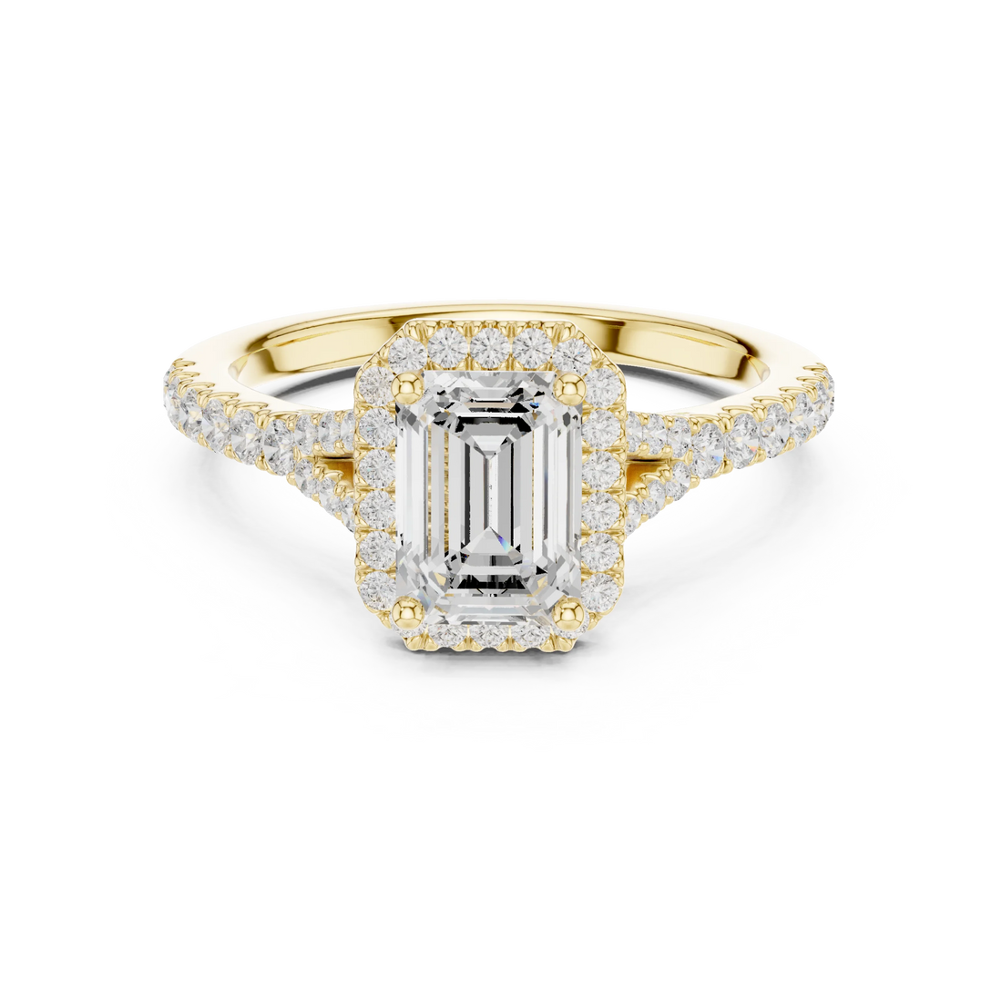 Emerald Cut Diamond Halo Engagement Ring