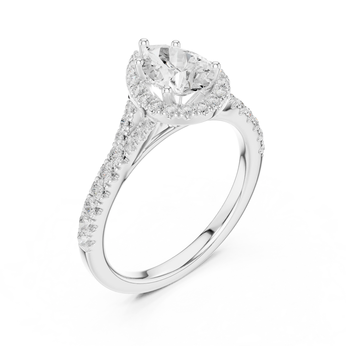 Pear Cut Diamond Halo Engagement Ring