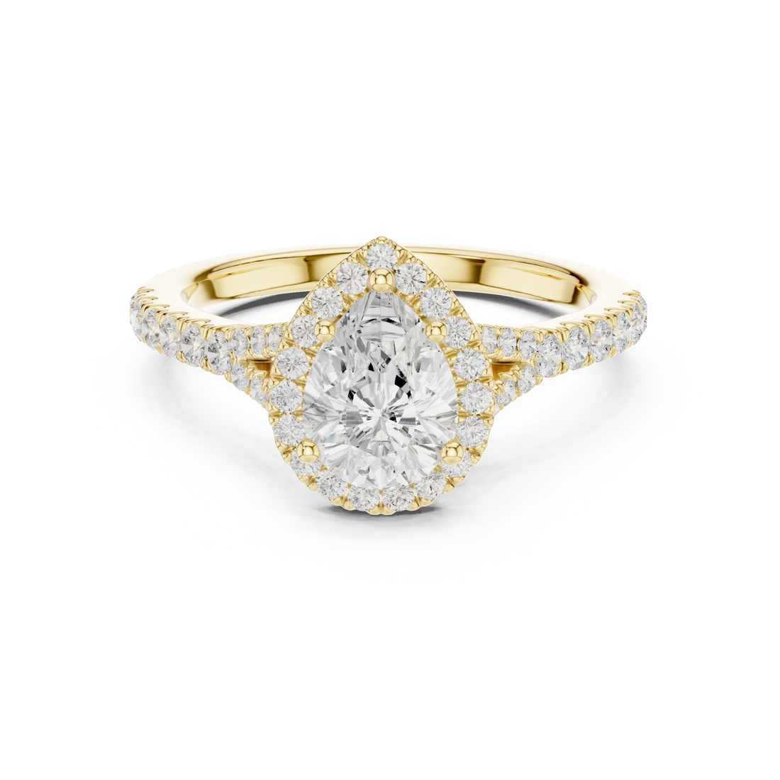 Pear Cut Diamond Halo Engagement Ring