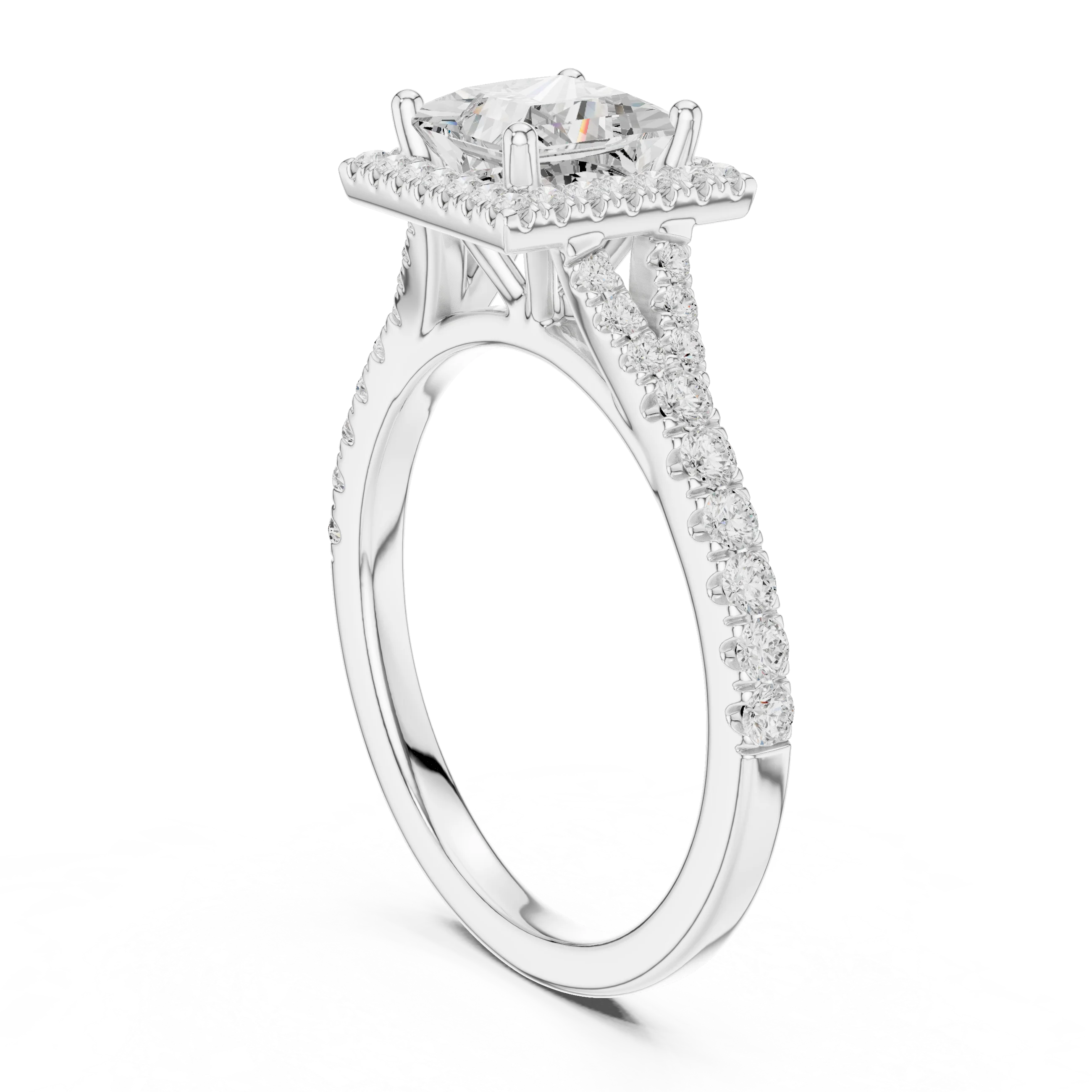 Princess Cut Diamond Halo Engagement Ring