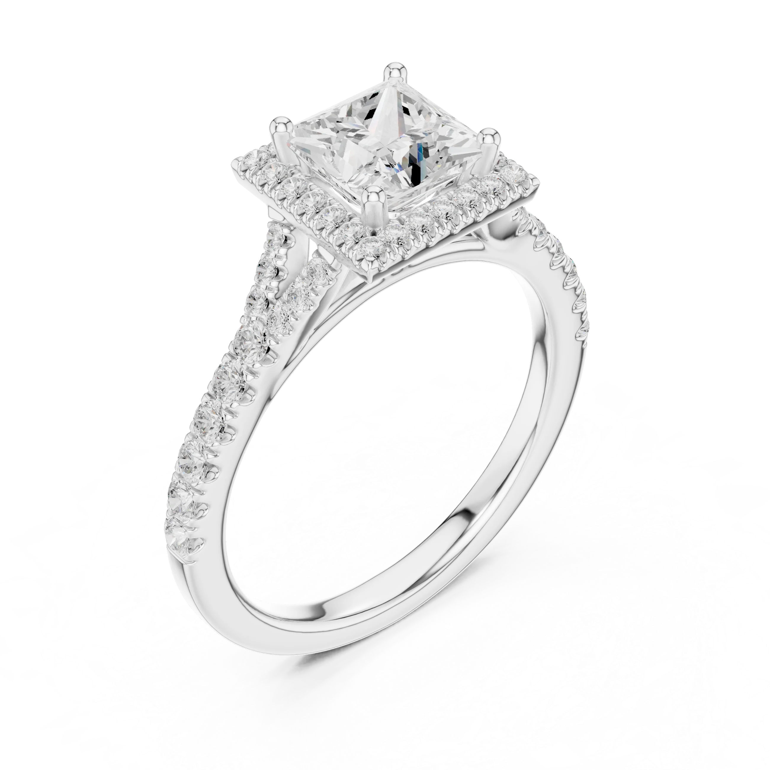 Princess Cut Diamond Halo Engagement Ring