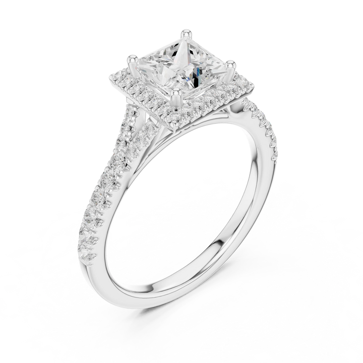 Princess Cut Diamond Halo Engagement Ring