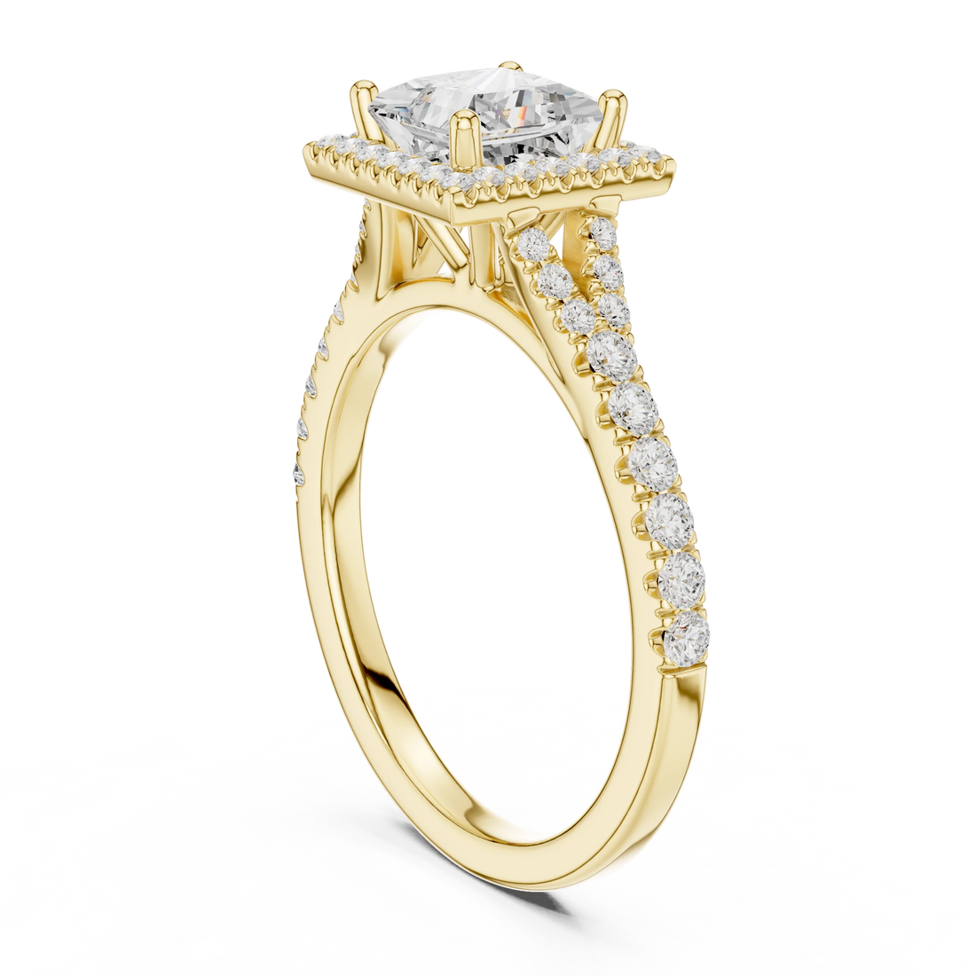Princess Cut Diamond Halo Engagement Ring
