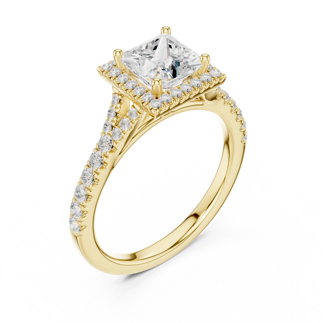Princess Cut Diamond Halo Engagement Ring