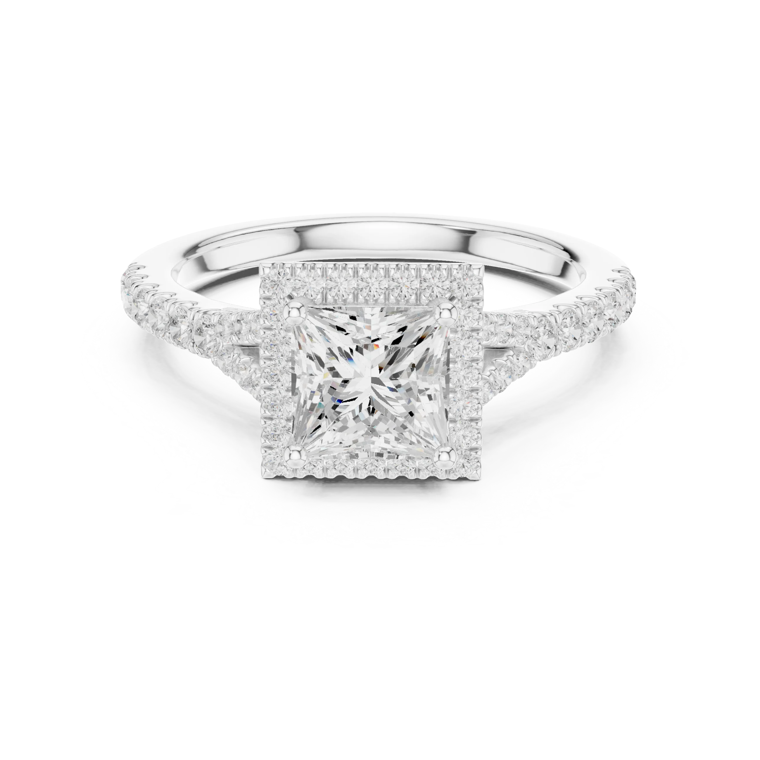 Princess Cut Diamond Halo Engagement Ring