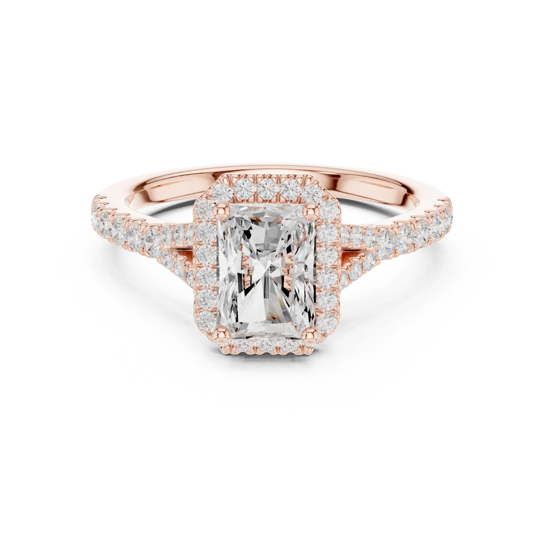Radiant Cut Diamond Halo Engagement Ring