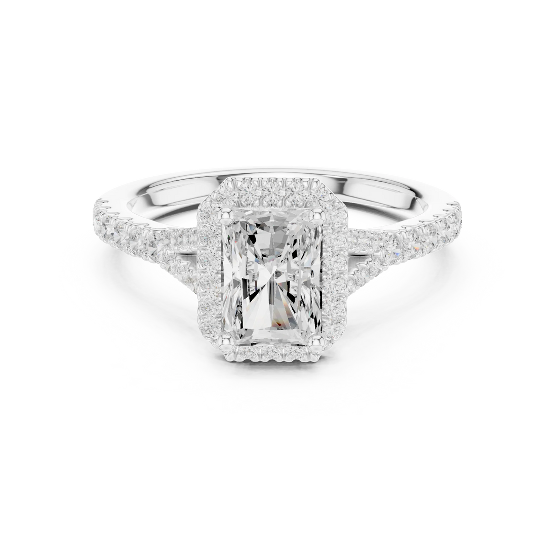 Radiant Cut Diamond Halo Engagement Ring