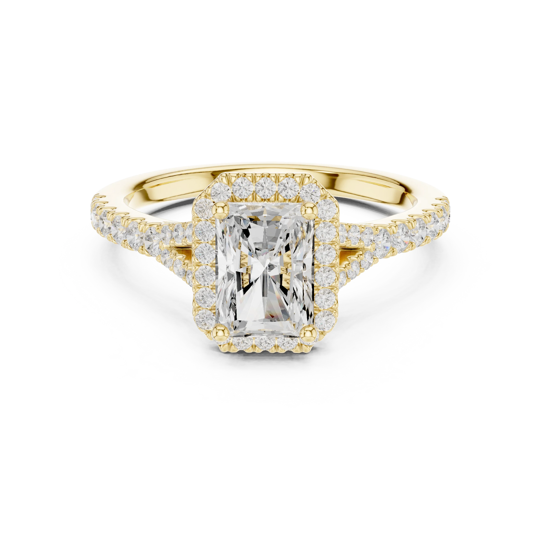 Radiant Cut Diamond Halo Engagement Ring