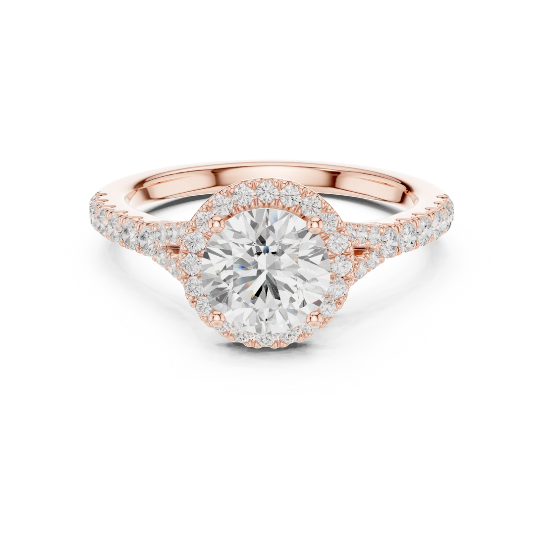 Round Cut Diamond Halo Engagement Ring