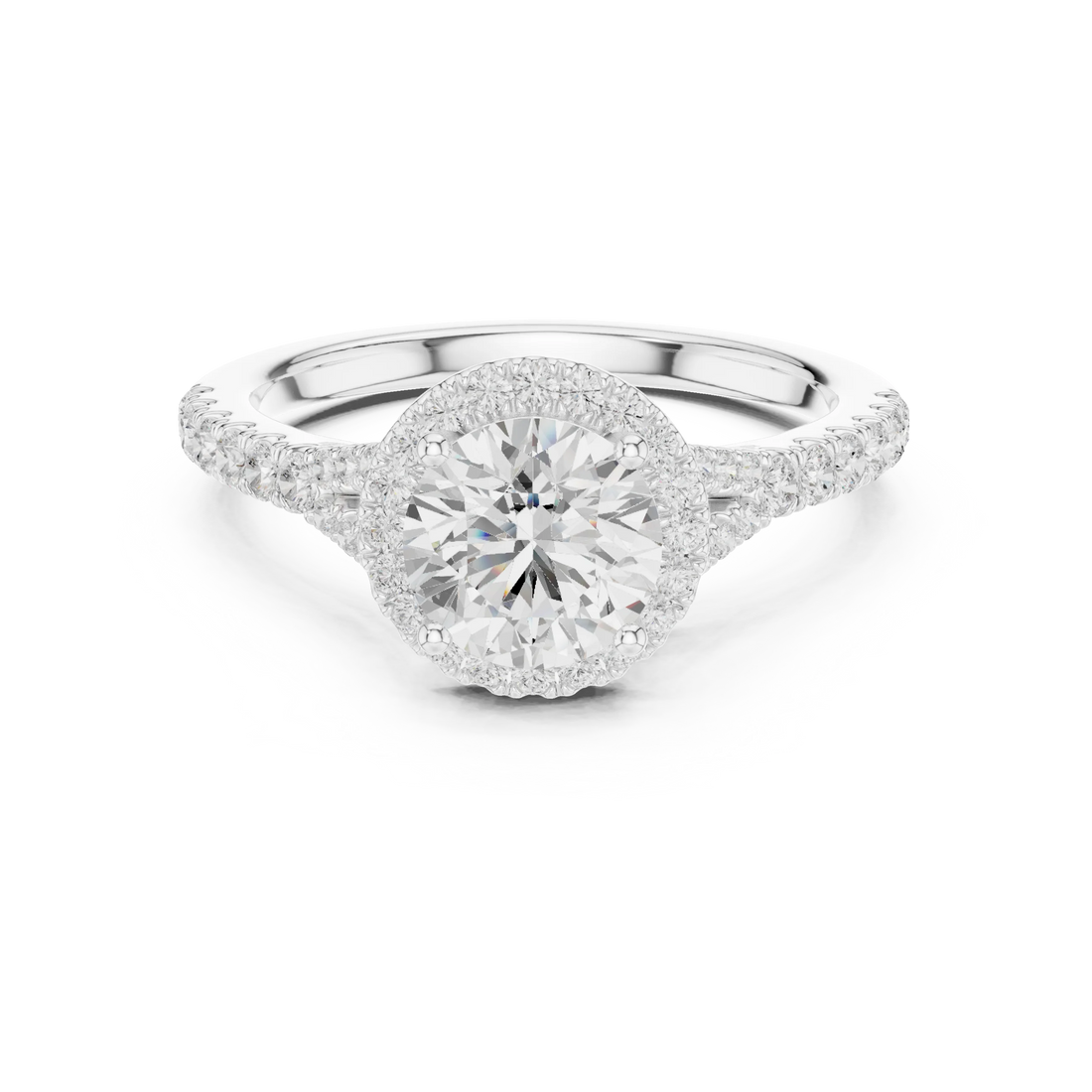 Round Cut Diamond Halo Engagement Ring