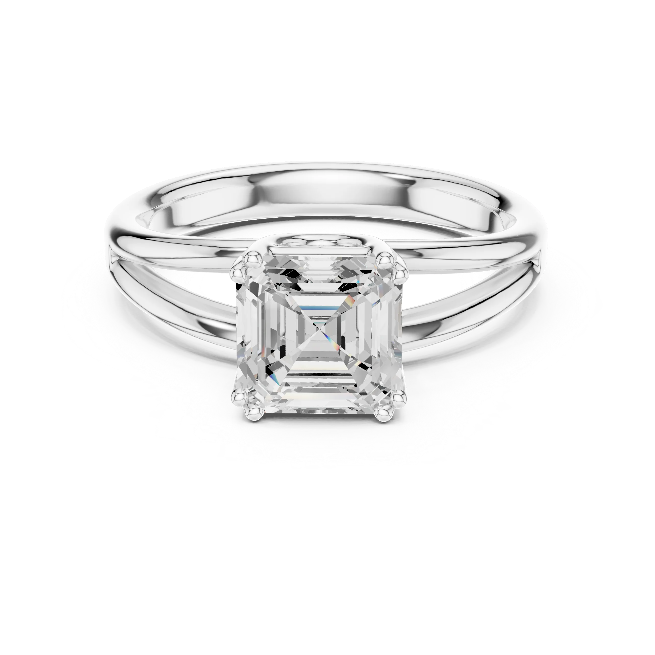 Asscher Shape Diamond Solitaire Engagement Ring