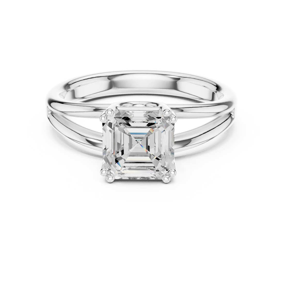Asscher Shape Diamond Solitaire Engagement Ring