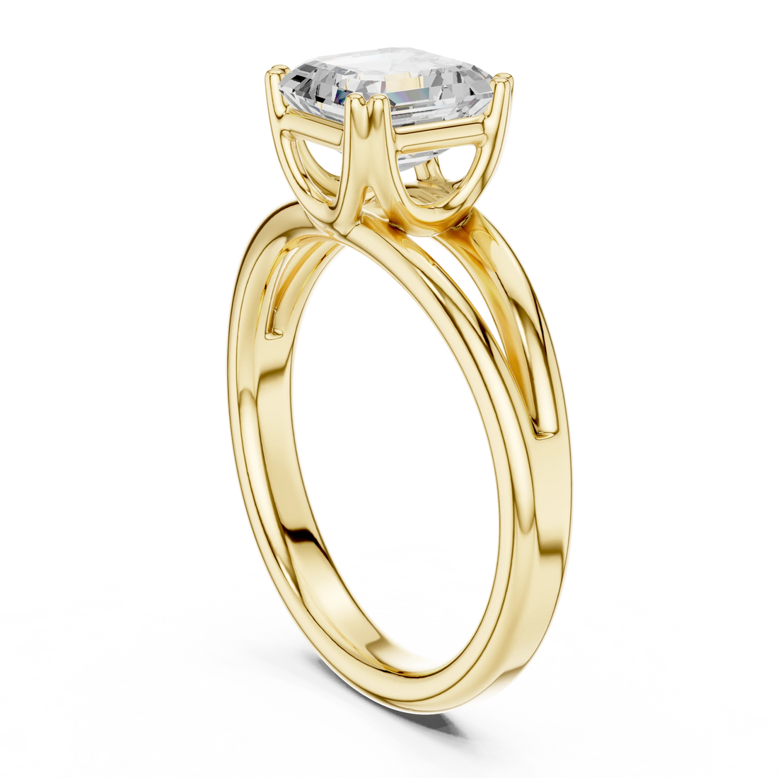 Asscher Shape Diamond Solitaire Engagement Ring