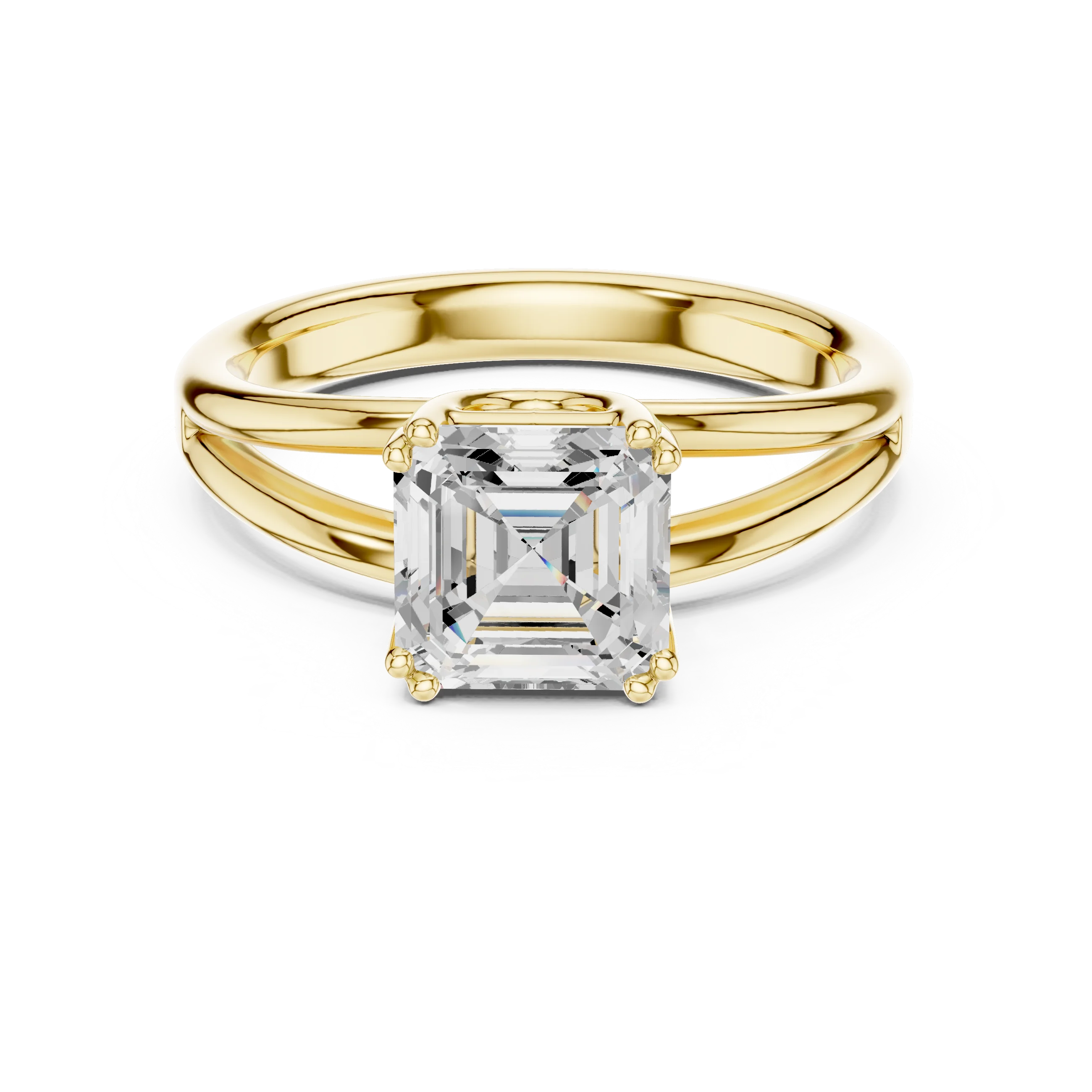 Asscher Shape Diamond Solitaire Engagement Ring