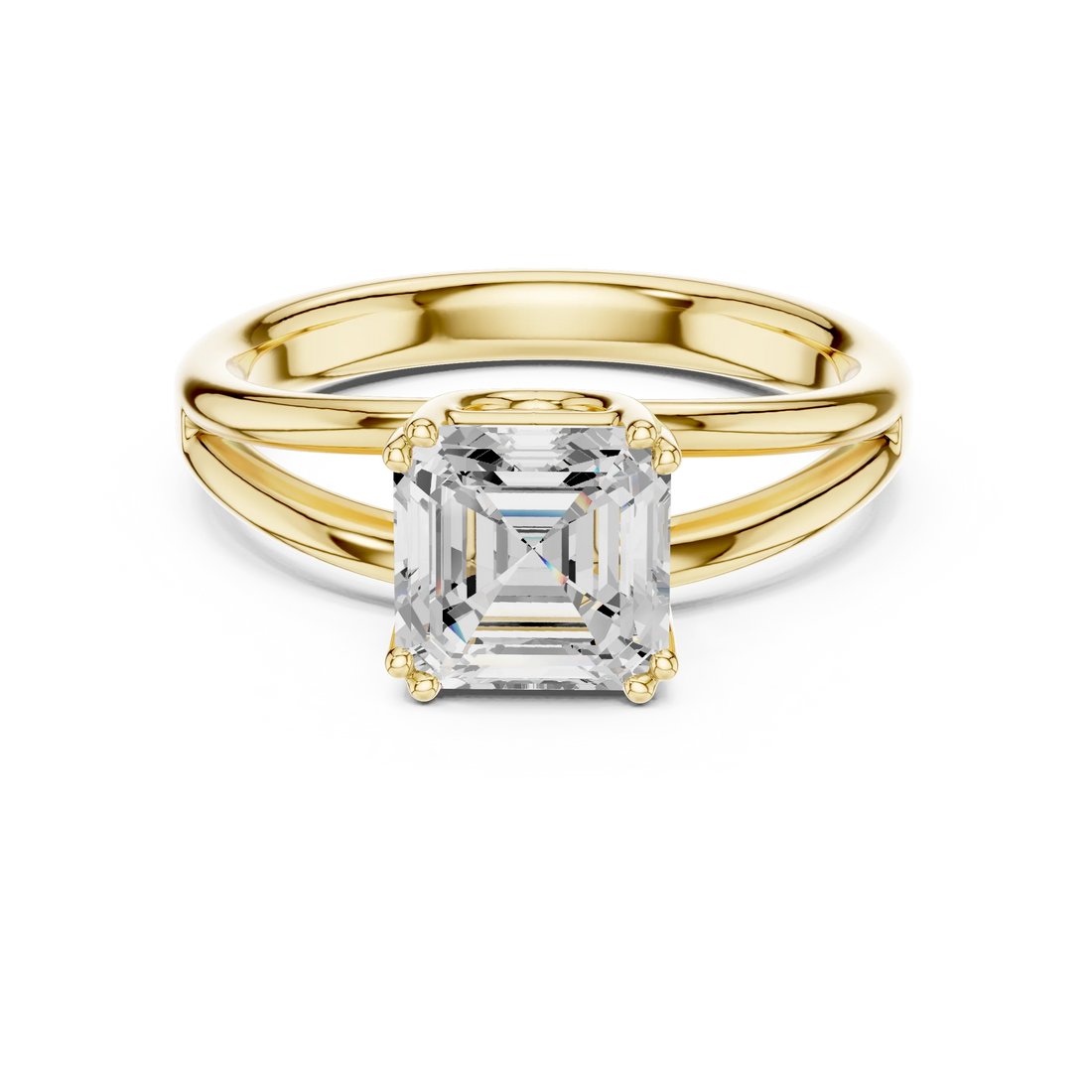 Asscher Shape Diamond Solitaire Engagement Ring