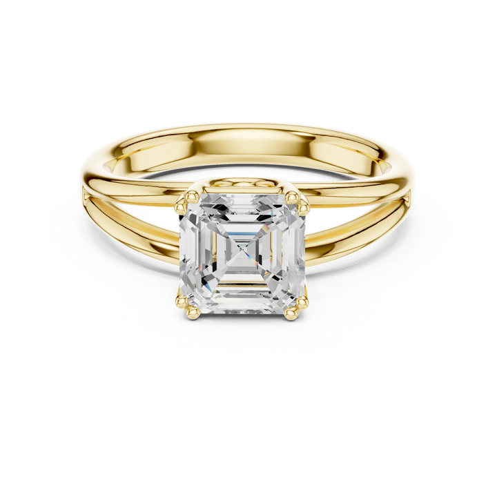 Asscher Shape Diamond Solitaire Engagement Ring