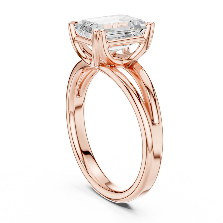 Emerald Shape Diamond Solitaire Engagement Ring