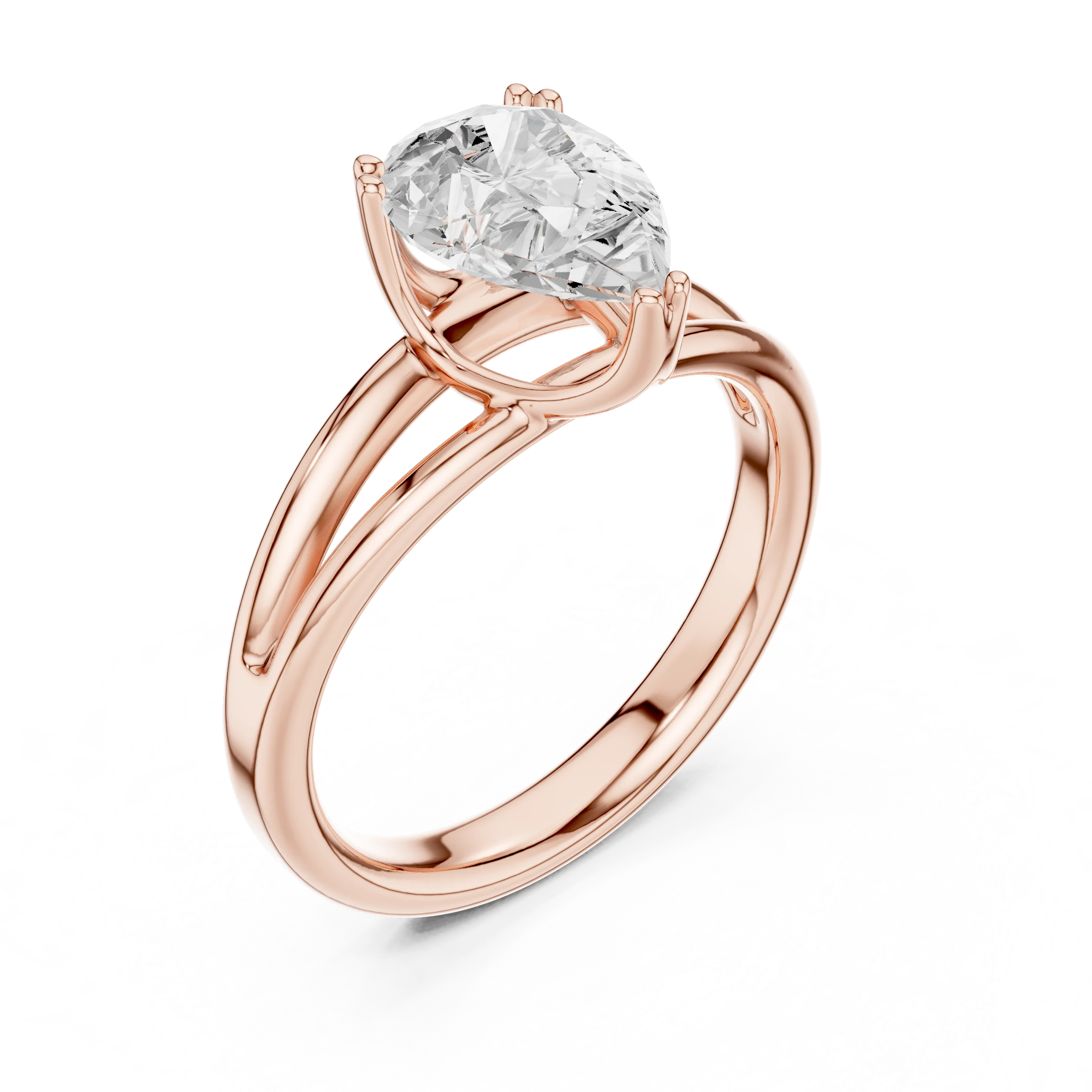 Pear Shape Diamond Solitaire Engagement Ring