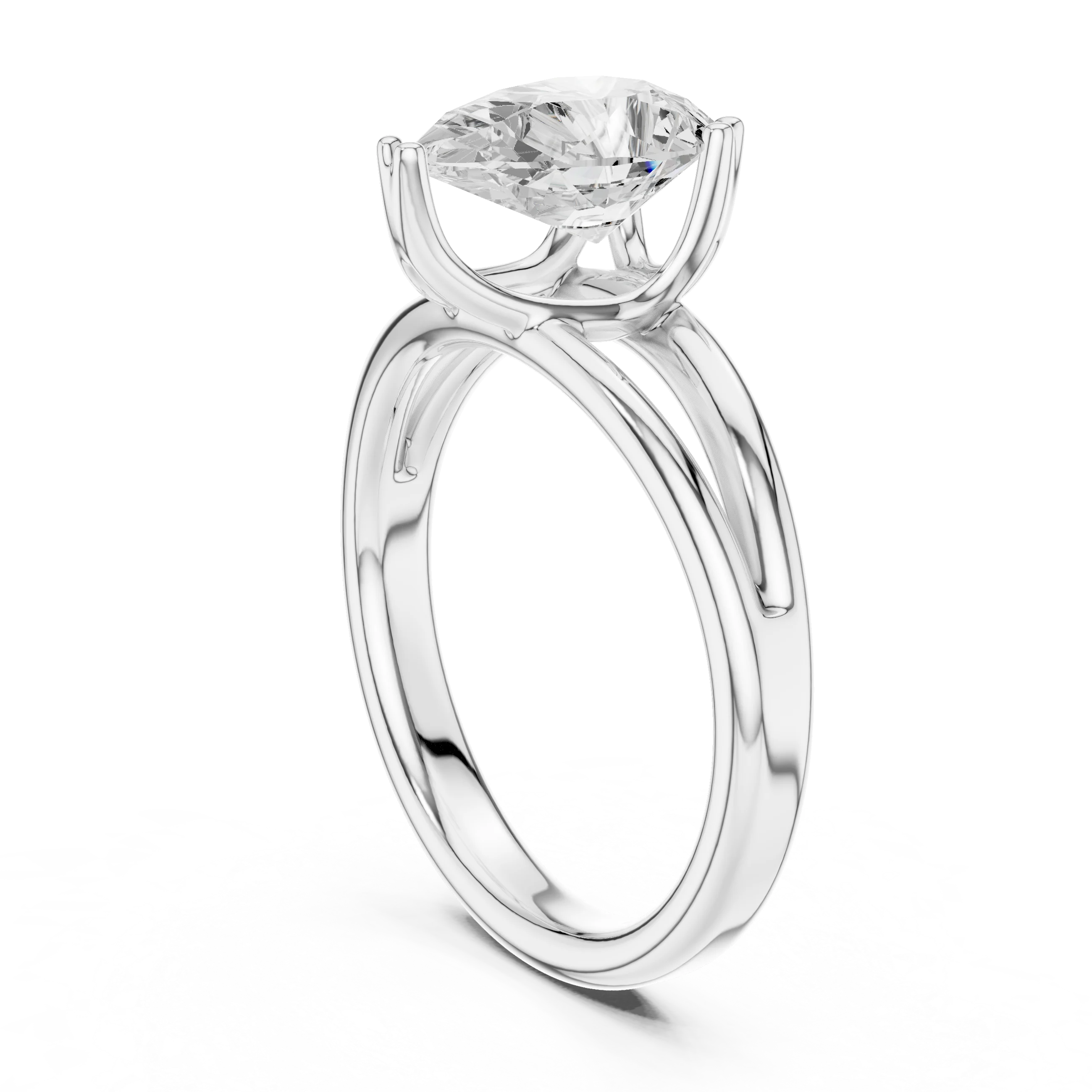 Pear Shape Diamond Solitaire Engagement Ring