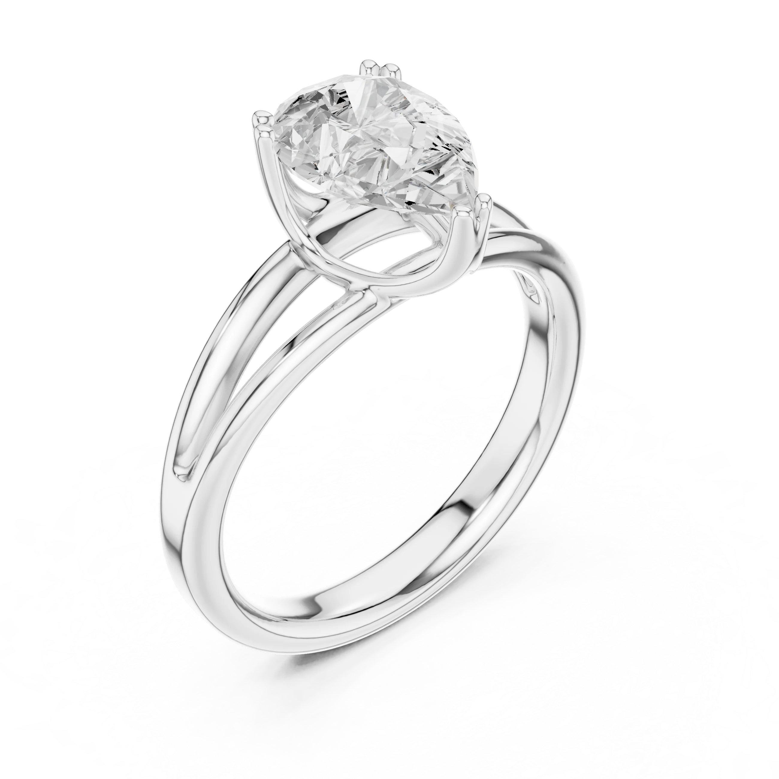 Pear Shape Diamond Solitaire Engagement Ring