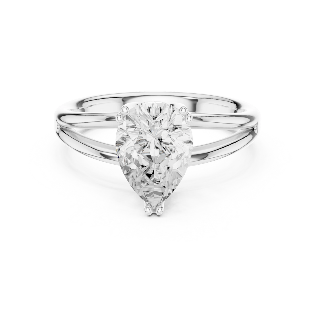 Pear Shape Diamond Solitaire Engagement Ring