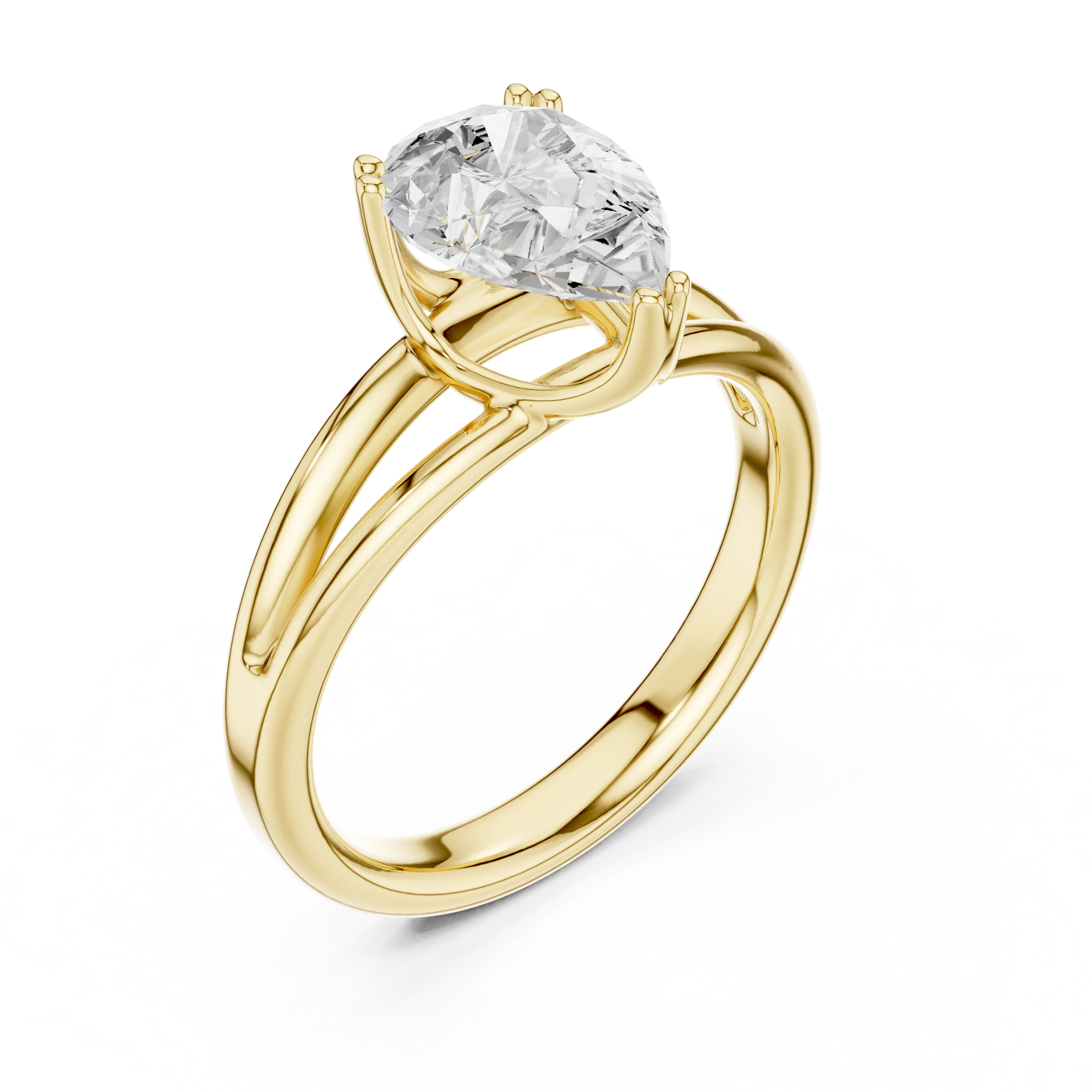 Pear Shape Diamond Solitaire Engagement Ring