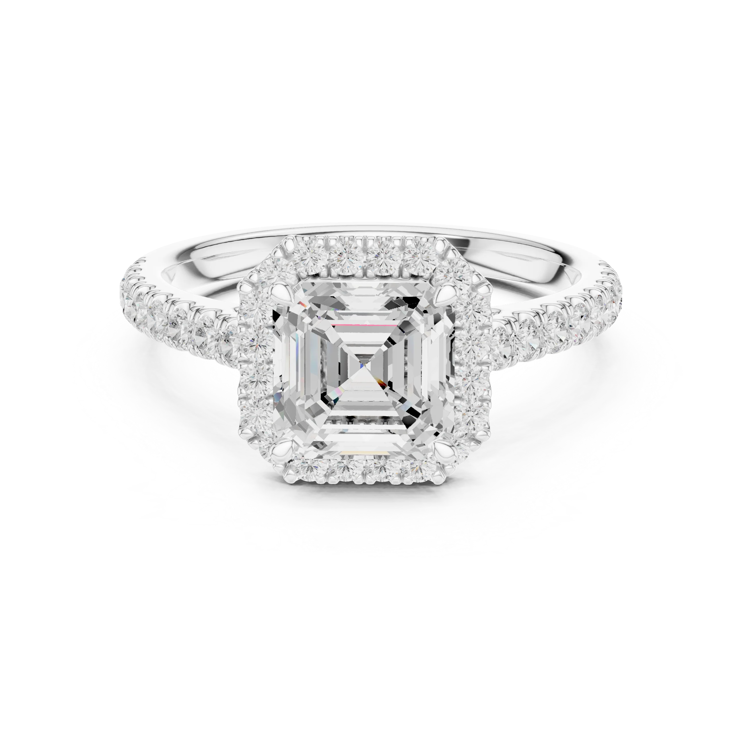 Asscher Shape Diamond Halo Engagement Ring