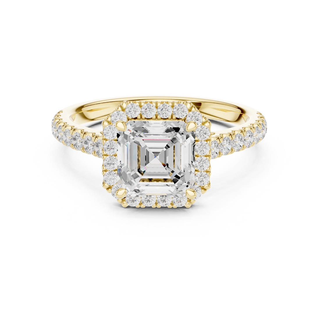 Asscher Shape Diamond Halo Engagement Ring