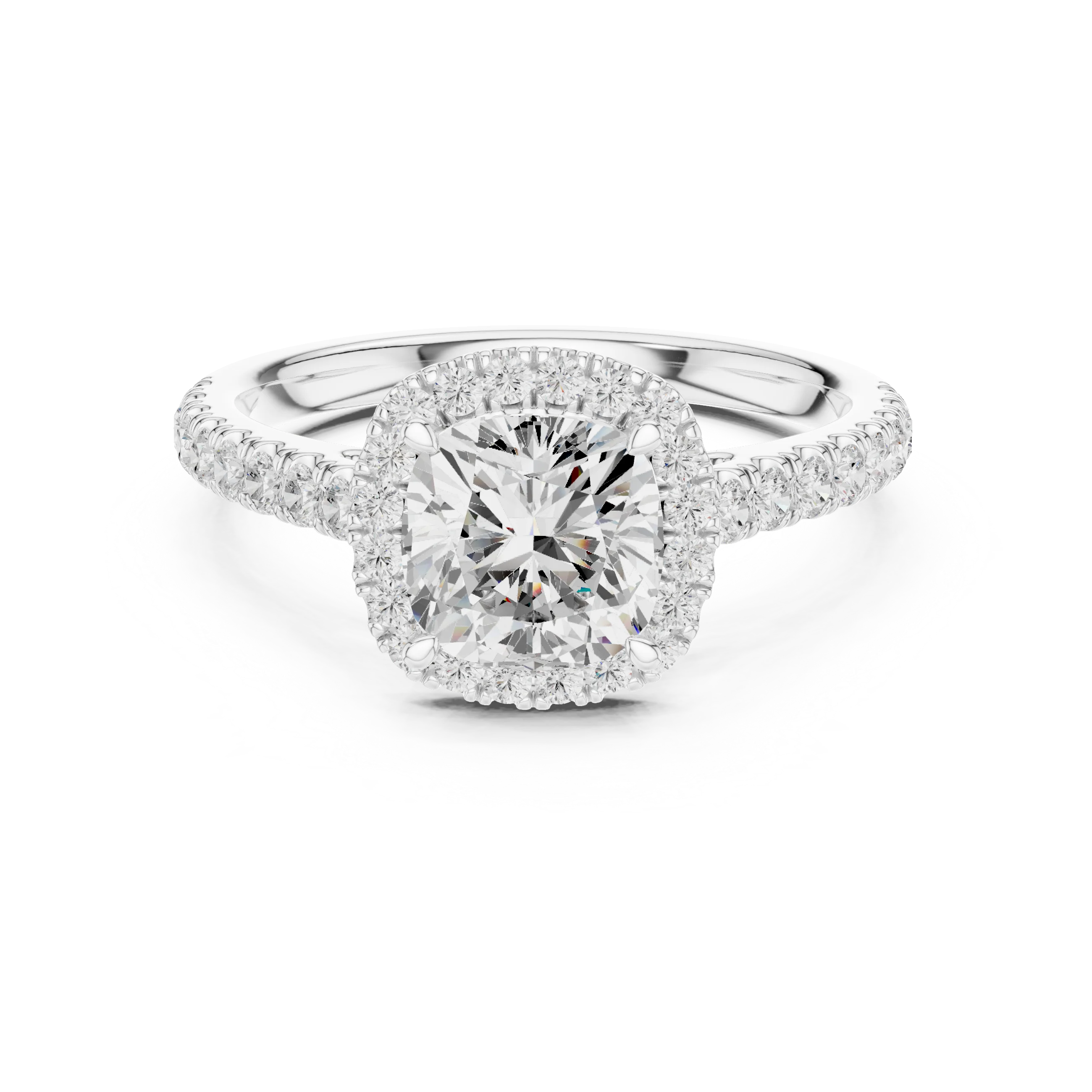 Cushion Shape Diamond Halo Engagement Ring
