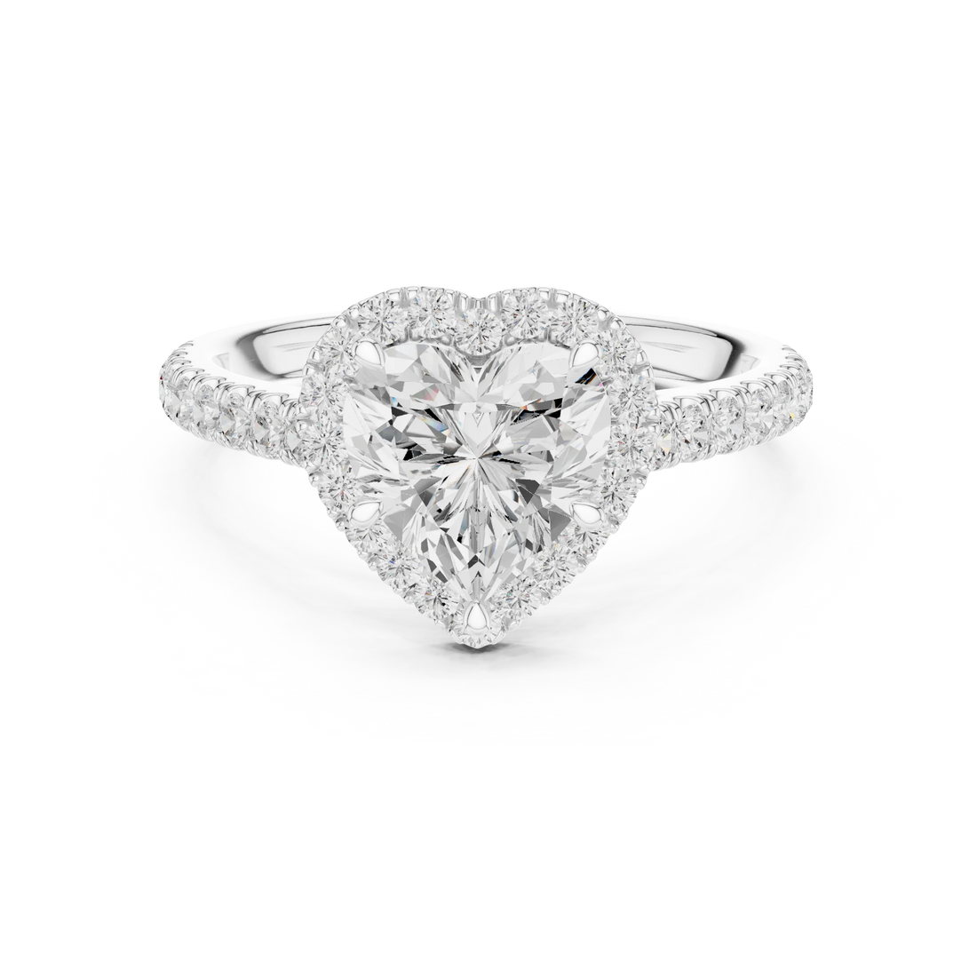 Heart Shape Diamond Halo Engagement Ring